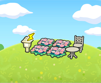 Terraza con lecho de flores