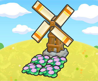 Molino con lecho de flores