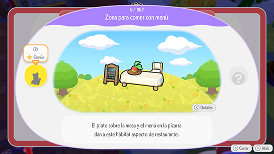 Zona para comer con men�