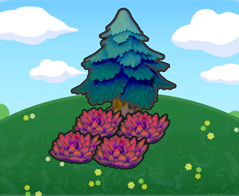 �rbol con herbazal rojo