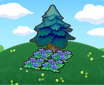 �rbol con lecho de flores majestuoso