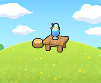 Mesa con bebida azul intenso